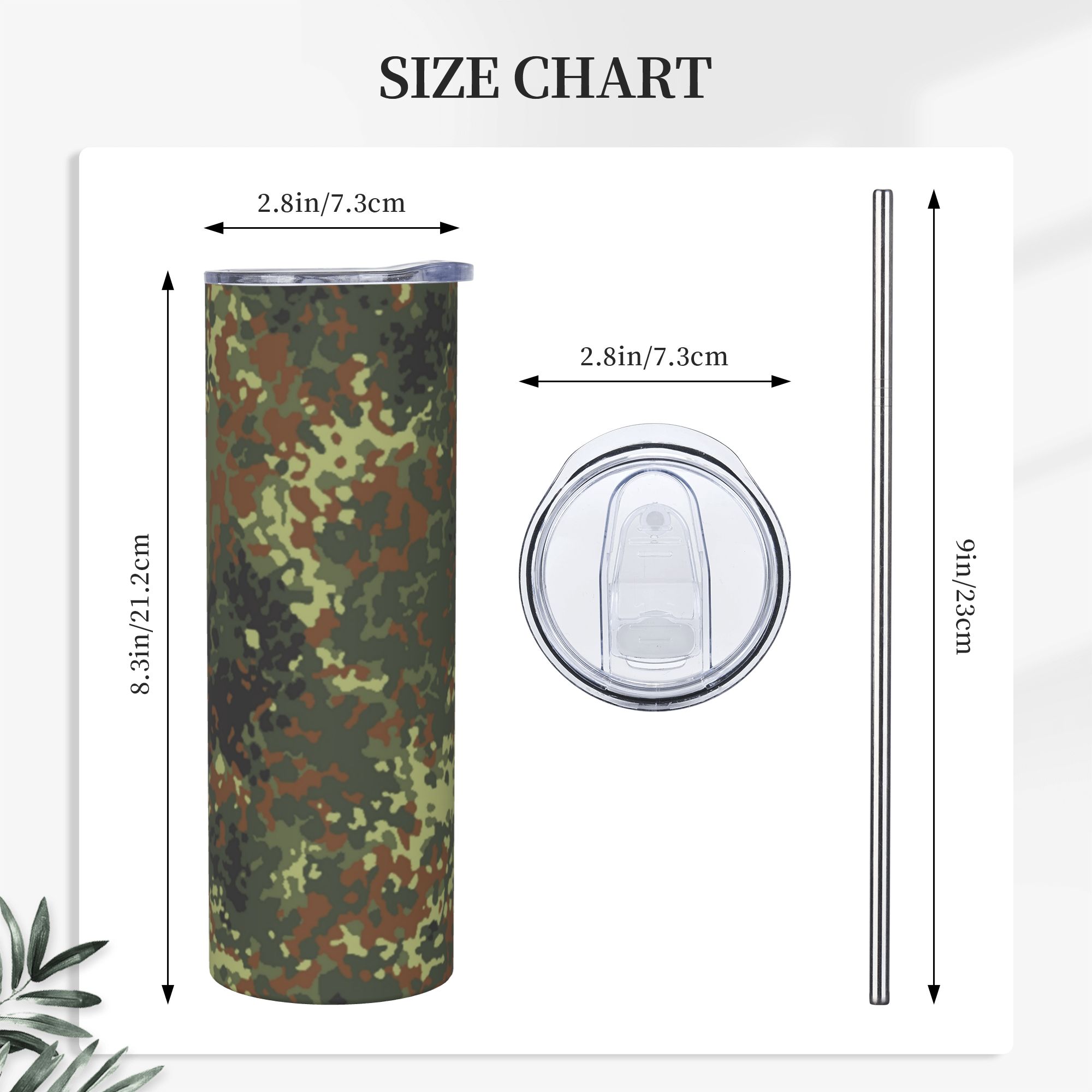 Flecktarn Camo Tumbler Vacuum  - Stainless Steel Straw ulasan dan harga
