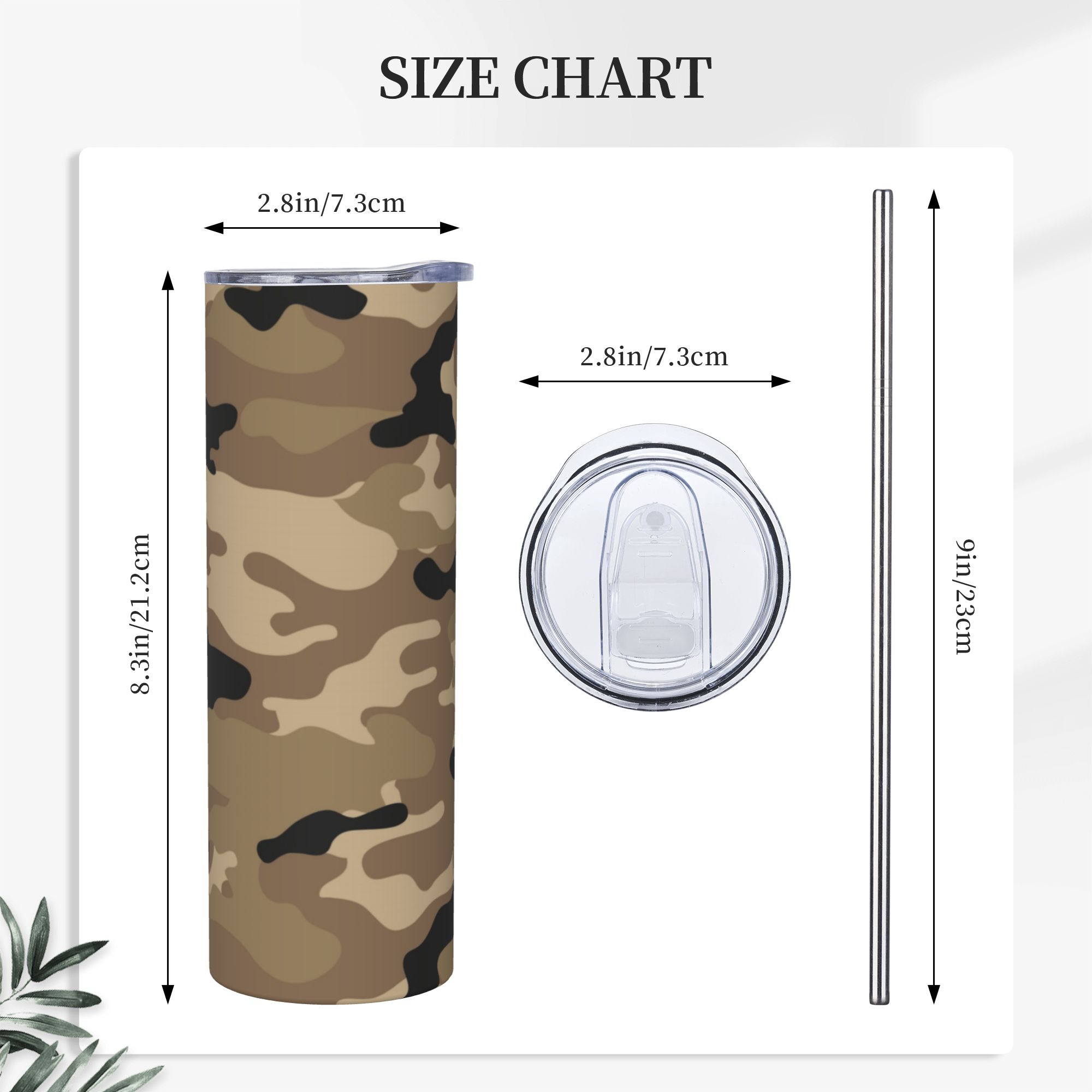 Brown Woodland Camo Pattern Va - Stainless Steel Straw ulasan dan harga