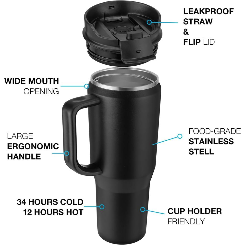 40 oz Insulated Travel Mug wit - Stainless Steel Straw ulasan dan harga