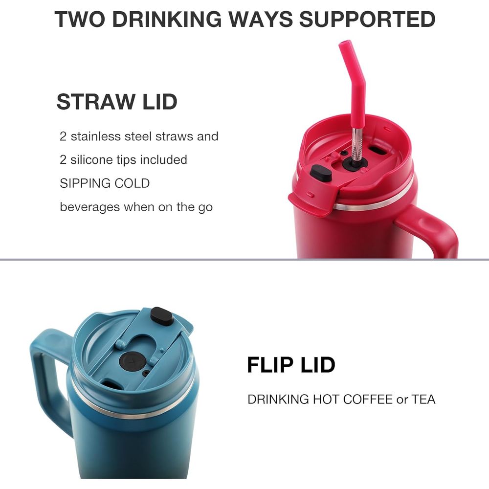 40 oz Insulated Travel Mug wit - Stainless Steel Straw ulasan dan harga