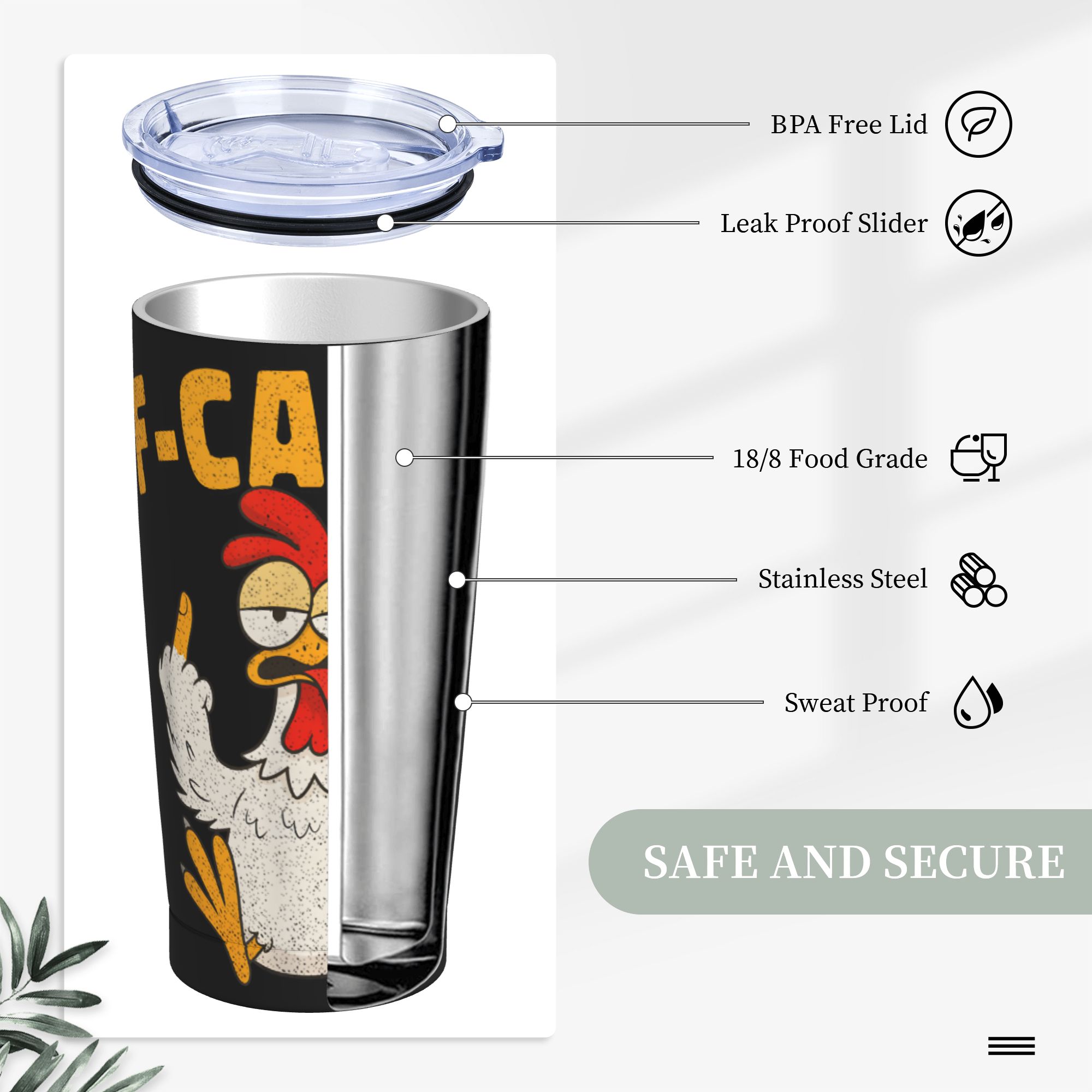 Funny F-Caw-F Chicken FCAWF Tu - Stainless Steel Straw ulasan dan harga
