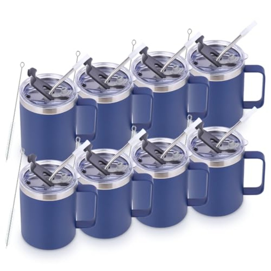 Coffee mug for travel and camp - Stainless Steel Straw ulasan dan harga