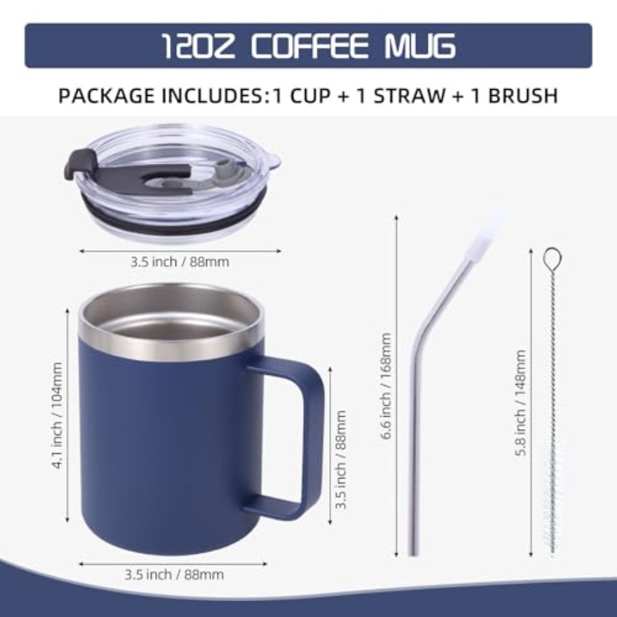 Coffee mug for travel and camp - Stainless Steel Straw ulasan dan harga