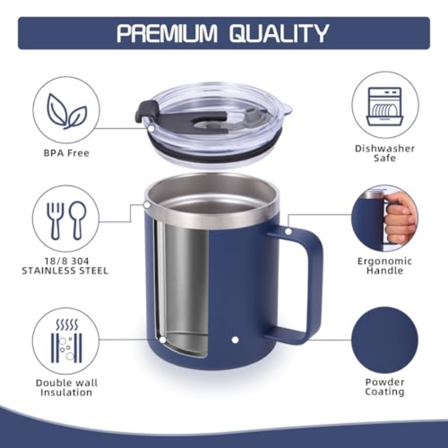 Coffee mug for travel and camp - Stainless Steel Straw ulasan dan harga